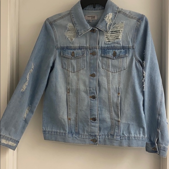 Working Title Denim Distressed Jacket Size Large - Picture 4 of 16